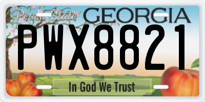 GA license plate PWX8821
