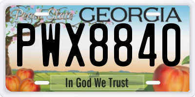 GA license plate PWX8840