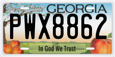 GA license plate PWX8862
