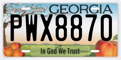GA license plate PWX8870