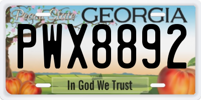 GA license plate PWX8892