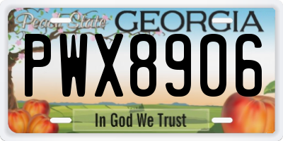 GA license plate PWX8906