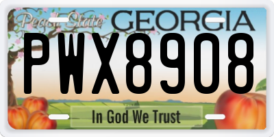 GA license plate PWX8908