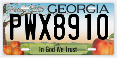 GA license plate PWX8910
