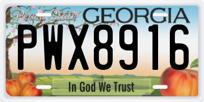 GA license plate PWX8916