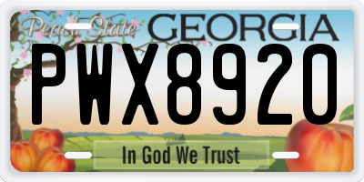 GA license plate PWX8920