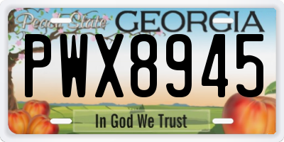 GA license plate PWX8945
