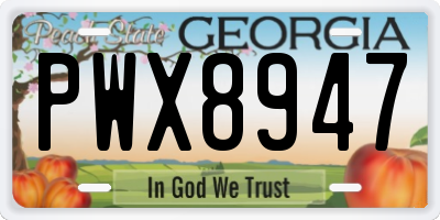 GA license plate PWX8947