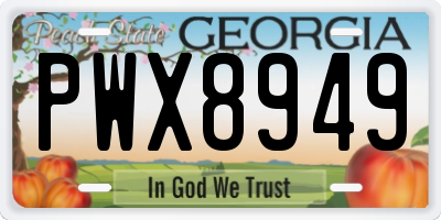 GA license plate PWX8949