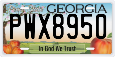 GA license plate PWX8950