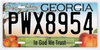 GA license plate PWX8954