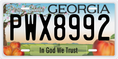 GA license plate PWX8992