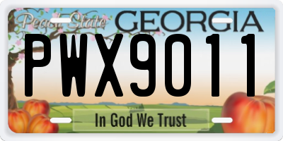GA license plate PWX9011