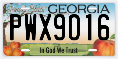GA license plate PWX9016