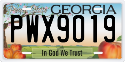 GA license plate PWX9019
