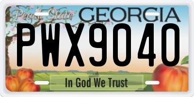 GA license plate PWX9040
