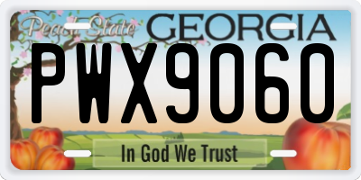 GA license plate PWX9060