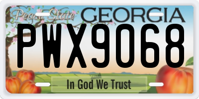 GA license plate PWX9068