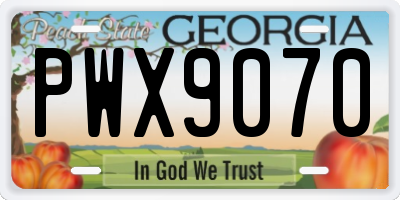GA license plate PWX9070