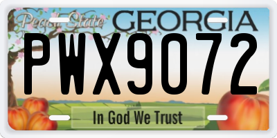 GA license plate PWX9072