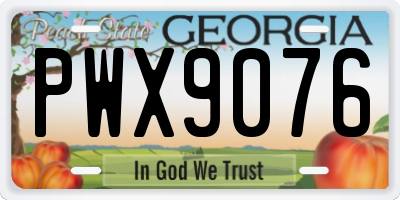 GA license plate PWX9076