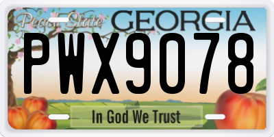 GA license plate PWX9078