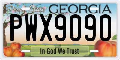 GA license plate PWX9090