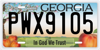 GA license plate PWX9105