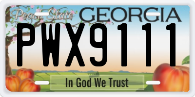 GA license plate PWX9111