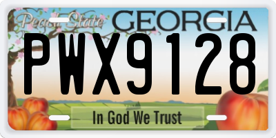 GA license plate PWX9128