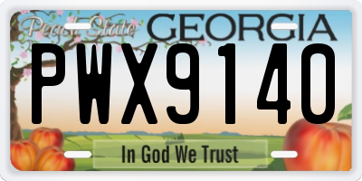 GA license plate PWX9140