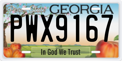 GA license plate PWX9167