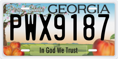 GA license plate PWX9187