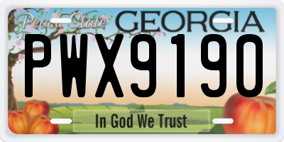 GA license plate PWX9190