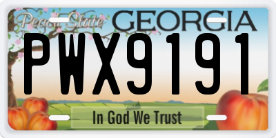 GA license plate PWX9191