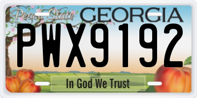 GA license plate PWX9192