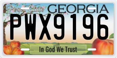 GA license plate PWX9196