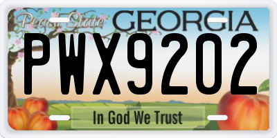 GA license plate PWX9202