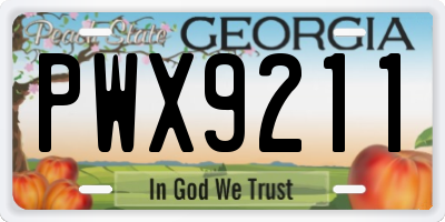 GA license plate PWX9211