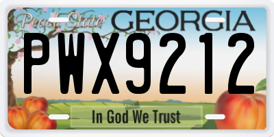 GA license plate PWX9212