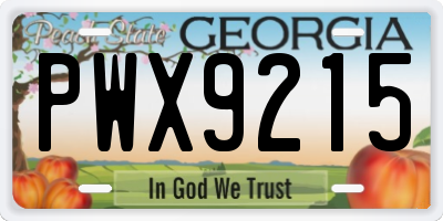 GA license plate PWX9215