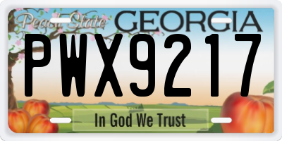 GA license plate PWX9217