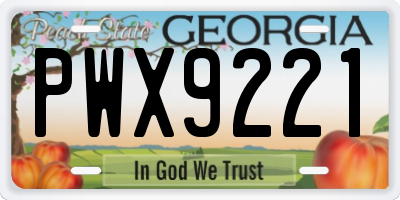 GA license plate PWX9221