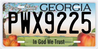 GA license plate PWX9225