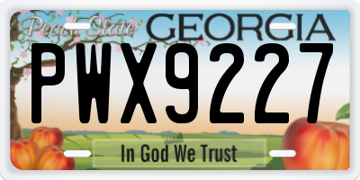 GA license plate PWX9227