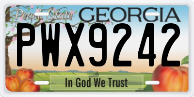 GA license plate PWX9242