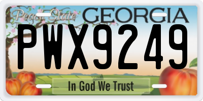 GA license plate PWX9249