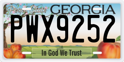 GA license plate PWX9252