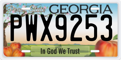 GA license plate PWX9253