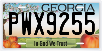 GA license plate PWX9255